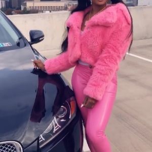 Pink Faux Leather Tights $20